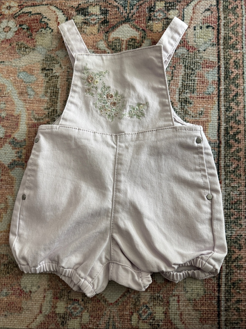 Jamie Kay Embroidered Light Lavender Girls' Cotton Overalls